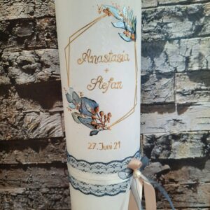 Hochzeitskerze "Symmetry Leaves" royalblue