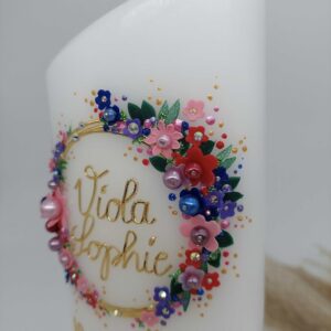 Taufkerze "Flowerloop" bunt – Bild 2