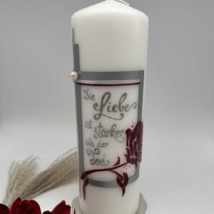 Trauerkerze "Rose" silber & rot – Bild 2