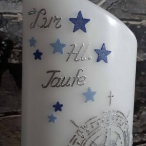Taufkerze "Kompass" blau & silber – Bild 4