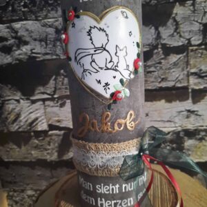 Taufkerze "Der kleine Prinz" auf Rustikkerze