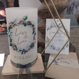 Hochzeitskerze "Winterzauber" mint & braun – Bild 4