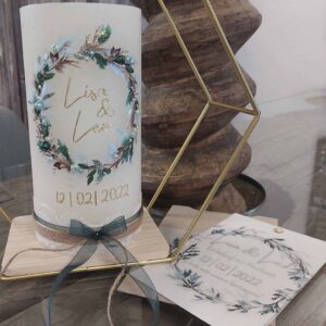 Hochzeitskerze "Winterzauber" mint & braun – Bild 2