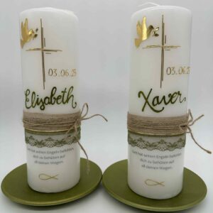 Taufkerze  "Kreuz mit Taube" – Bild 2