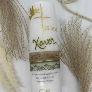 Taufkerze  "Kreuz mit Taube"
