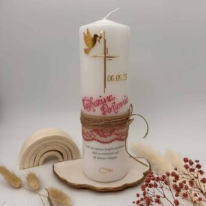 Taufkerze  "Kreuz mit Taube"