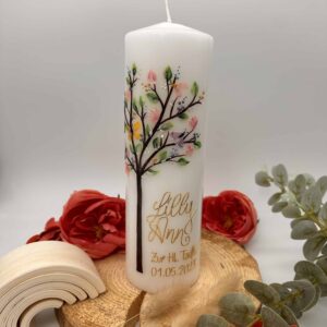 Taufkerze Lebensbaum  "Magnolie schlicht" – Bild 3