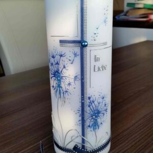 Trauerkerze "Pusteblume" blau