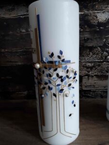 Trauerkerze "Baum" blau & gold – Bild 2