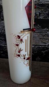 Trauerkerze "Kreuz" rot & gold – Bild 2