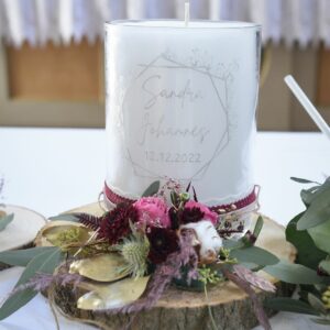 Kerze im Glas mit Gravur "Hexagon verspielt"
