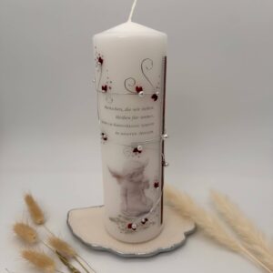 Trauerkerze "Engel" rot & silber – Bild 2