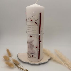 Trauerkerze "Engel" rot & silber