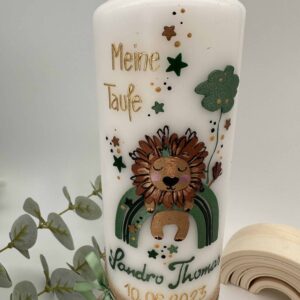Taufkerze  "Löwenherz Regenbogen" grün – Bild 3