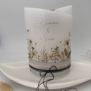 Hochzeitskerze "Trockenblumen" Naturelook – Bild 5