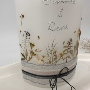 Hochzeitskerze "Trockenblumen" Naturelook – Bild 4
