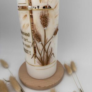 Trauerkerze "Ähren" braun & gold – Bild 3