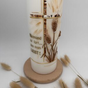Trauerkerze "Ähren" braun & gold – Bild 2