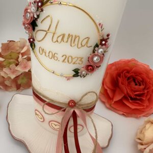 Taufkerze "Flowerloop" altrosa & brombeer – Bild 6