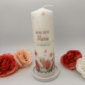 Taufkerze "Magnolie rosa"