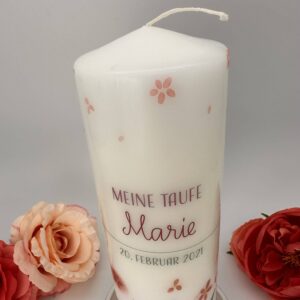 Taufkerze "Magnolie rosa" – Bild 3