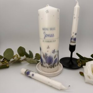 Taufkerze "Magnolie blau" – Bild 4