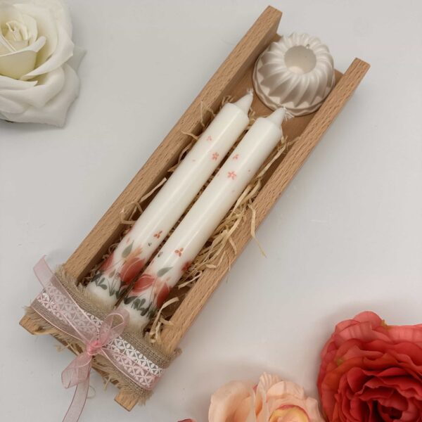 Tafelkerzen Geschenkeset "Magnolie rosa"