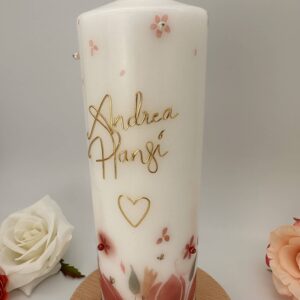 Hochzeitskerze "Magnolie rosa" veredelt mit Wachs – Bild 3