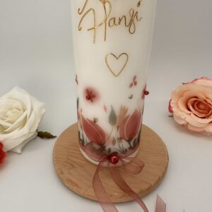 Hochzeitskerze "Magnolie rosa" veredelt mit Wachs – Bild 2