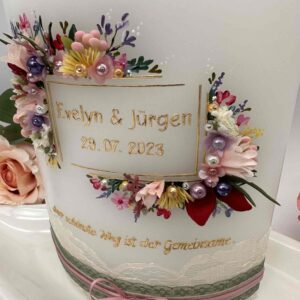 Hochzeitskerze "Flowerframe" Wiesenblumen – Bild 4