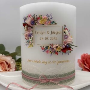 Hochzeitskerze "Flowerframe" Wiesenblumen – Bild 2