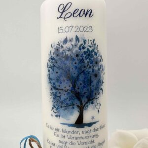Taufkerze "Flowertree" petrolblau – Bild 2