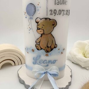 Taufkerze "Teddybär" blau – Bild 2