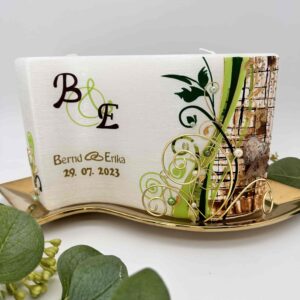 Hochzeitskerze "Welle" grün & braun