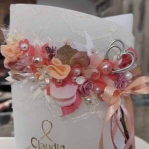Hochzeitskerze "Blütenbouquet" rosa & apricot – Bild 3