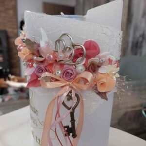 Hochzeitskerze "Blütenbouquet" rosa & apricot