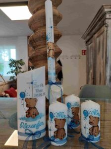 Taufkerze "Teddybär" blau – Bild 5