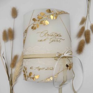 Hochzeitskerze "Glamorous Gold" Symmetry & Leaves – Bild 5