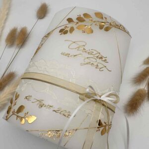 Hochzeitskerze "Glamorous Gold" Symmetry & Leaves – Bild 3