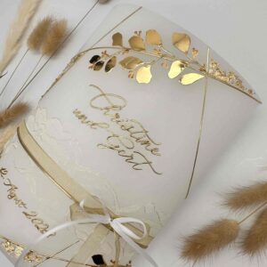 Hochzeitskerze "Glamorous Gold" Symmetry & Leaves