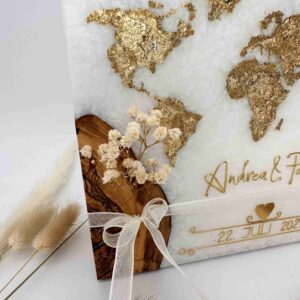 Hochzeitskerze "Weltkarte" in Glamorous Gold – Bild 5