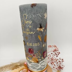 Hochzeitskerze "Trockenblumen" Farbenspiel – Bild 5