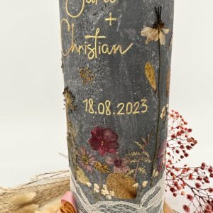 Hochzeitskerze "Trockenblumen" Farbenspiel – Bild 3