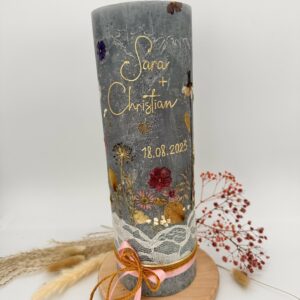 Hochzeitskerze "Trockenblumen" Farbenspiel – Bild 2
