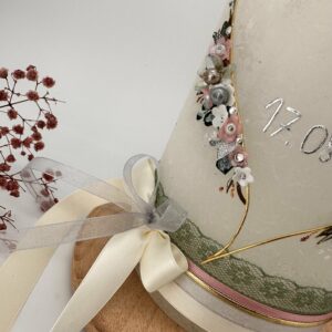 Hochzeitskerze "Flowerheart" zartrosa & silber – Bild 2