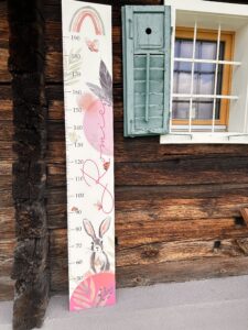 Babymesslatte 180 cm "Hase" rosa & grün – Bild 6