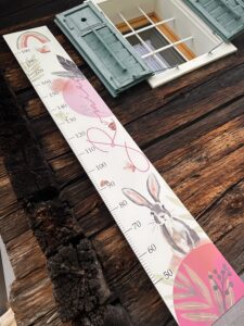 Babymesslatte 180 cm "Hase" rosa & grün – Bild 7