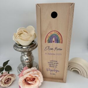 Kerzenverpackung "Holzbox Regenbogen bunt"