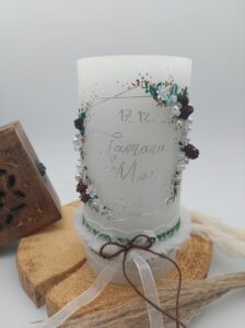 Hochzeitskerze "Hexagon" Winterwonderland – Bild 4