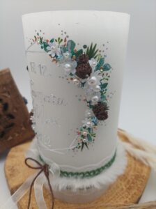 Hochzeitskerze "Hexagon" Winterwonderland – Bild 2